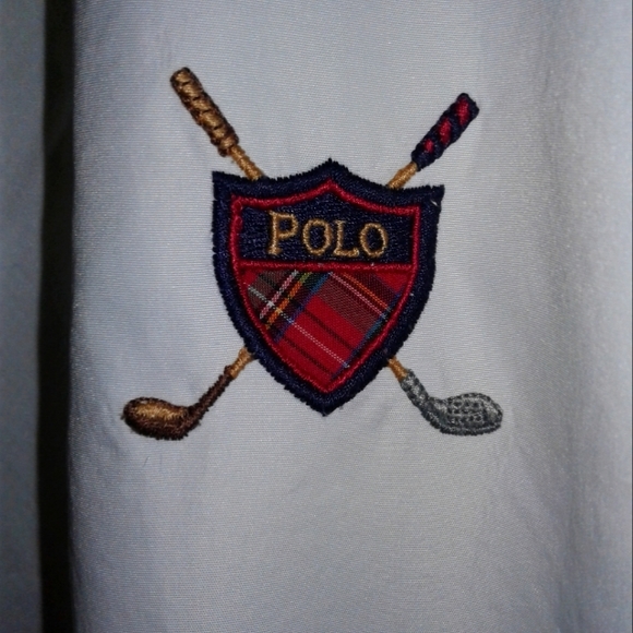 Polo Golf Ralph Lauren Crest V neck Windbreaker pullover Jacket XL Off White - Picture 4 of 6